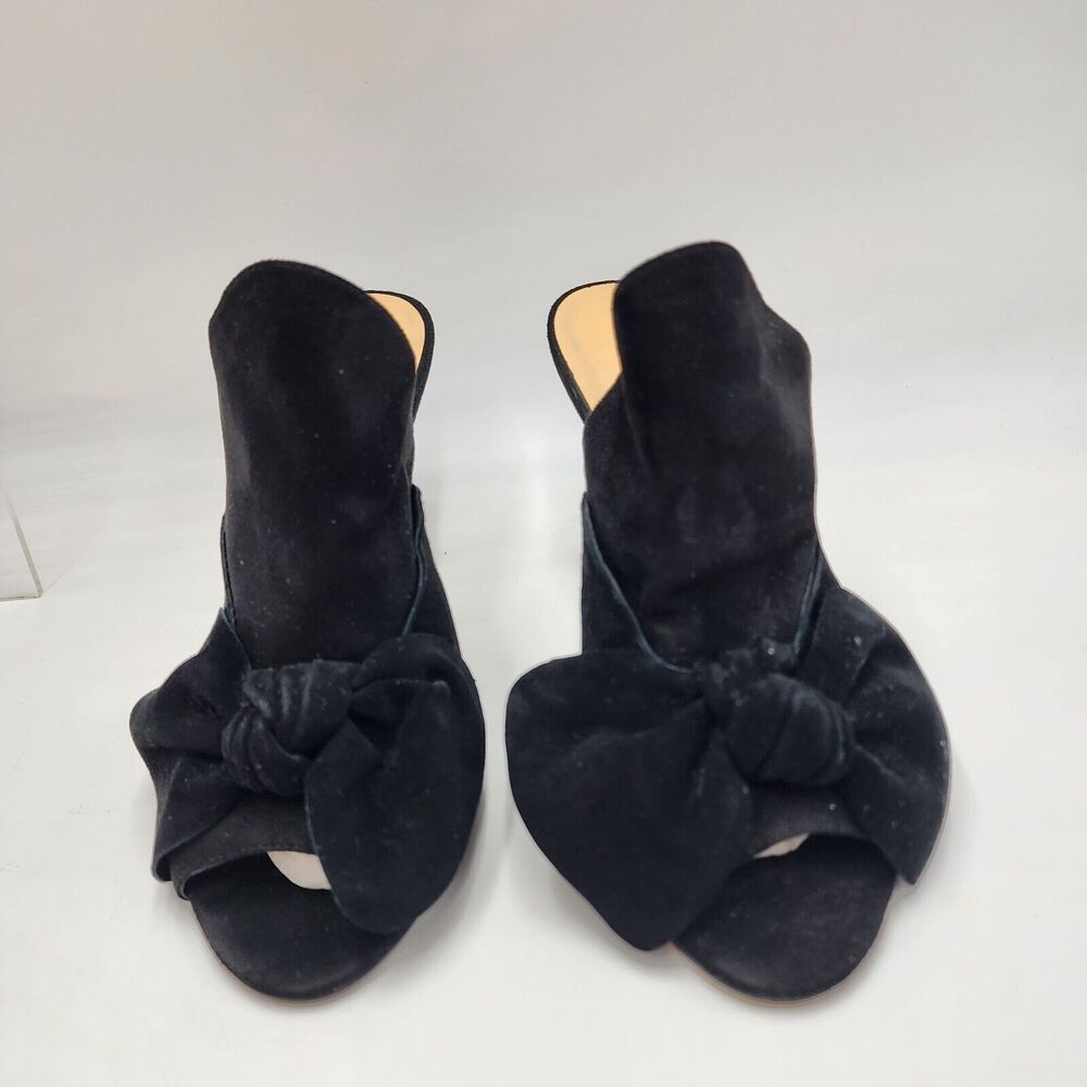 Daya by Zendaya Womens Black Suede Mule Pumps Slip On High Heel 9 Sinclair Bow - Picture 2 of 8